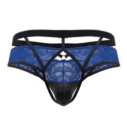 CandyMan Jockstrap Dentelle Lalita Noir et Bleu